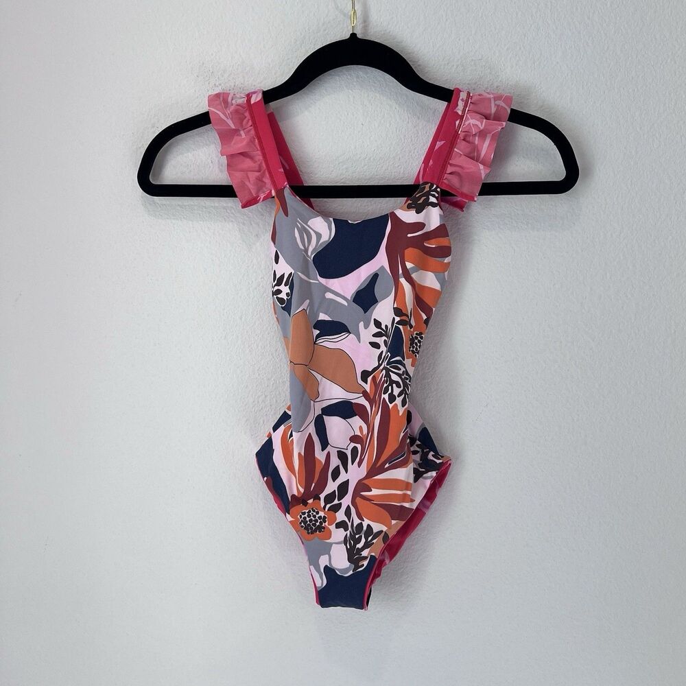 Girls' Maaji Flounce-Sleeve One-Piece Swimsuit Reversible 10 Years Beach Pool - Picture 6 of 7